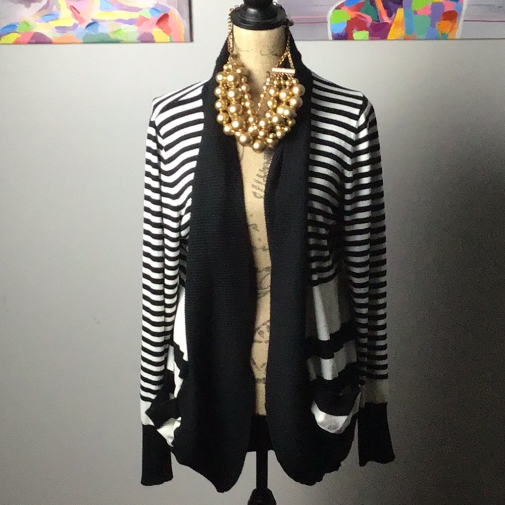 Striped open cardigan sweater 2x